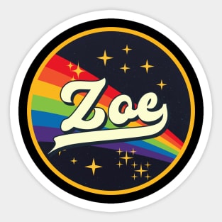 Zoe // Rainbow In Space Vintage Style Sticker